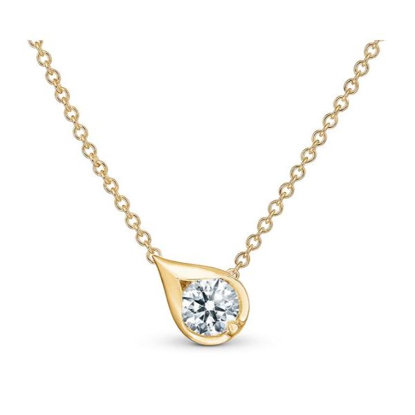 Hearts on Fire. 18 Karat Yellow Gold LU Diamond Droplet Pendant Saxons Fine Jewelers Bend, OR