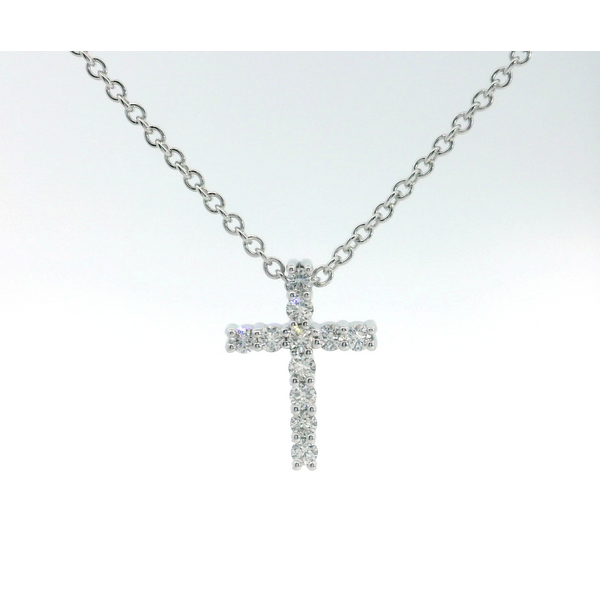 Hearts On Fire18k White Gold Diamond Pendant 'Whimsical Small Cross' Saxons Fine Jewelers Bend, OR
