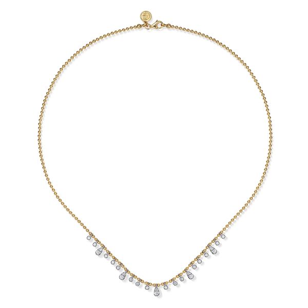 14K Two Tone Gold Diamond Bujukan Droplet Necklace Gabriel and Co Saxon's Fine Jewelers Bend OR Image 2 Saxons Fine Jewelers Bend, OR