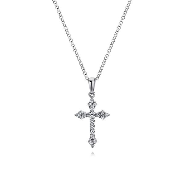 Gabriel & Co.14K WG Diamond Cross Pendant Necklace Saxons Fine Jewelers Bend, OR