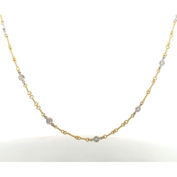 Roberto Coin 18K YG/WG Diamond Bezel Dogbone Necklace Saxons Fine Jewelers Bend, OR