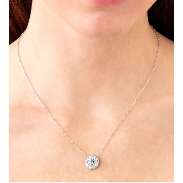 Hearts On Fire Fulfillment 18K White Gold Round Brilliant Prong Set Circular Diamond Pendant Necklace 10 Diamonds 1.98cttw IJ VS SI 18 Inch Image 3 Saxons Fine Jewelers Bend, OR