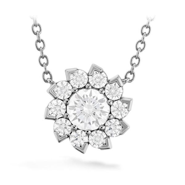 Hearts on Fire. 18 Karat White Gold Arial Sol Halo Pendant Necklace Saxons Fine Jewelers Bend, OR