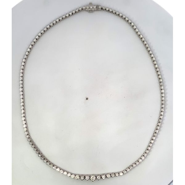 14 Karat White Gold Diamond Graduated Necklace Saxons Fine Jewelers Bend, OR