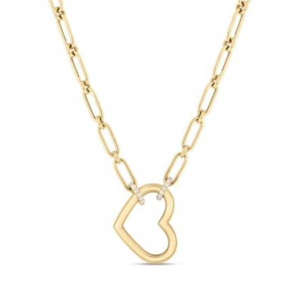 Roberto Coin. 18 Karat Yellow Gold Cialoma Diamond Open Heart Necklace Saxons Fine Jewelers Bend, OR