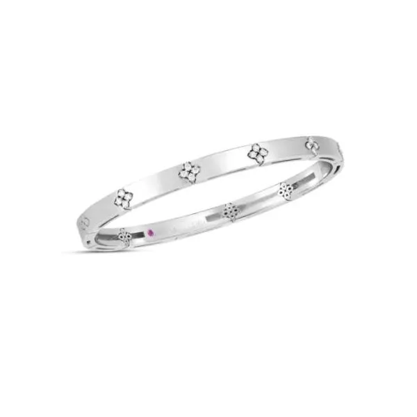 Roberto Coin. 18 Karat White Gold Diamond Love in Verona Bangle Saxons Fine Jewelers Bend, OR