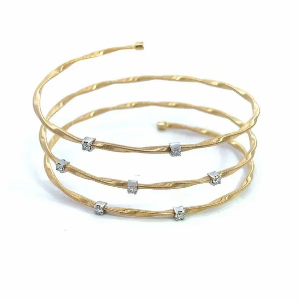 14 Karat Yellow Gold Diamond Triple Row Spiral Open Bangle Saxons Fine Jewelers Bend, OR