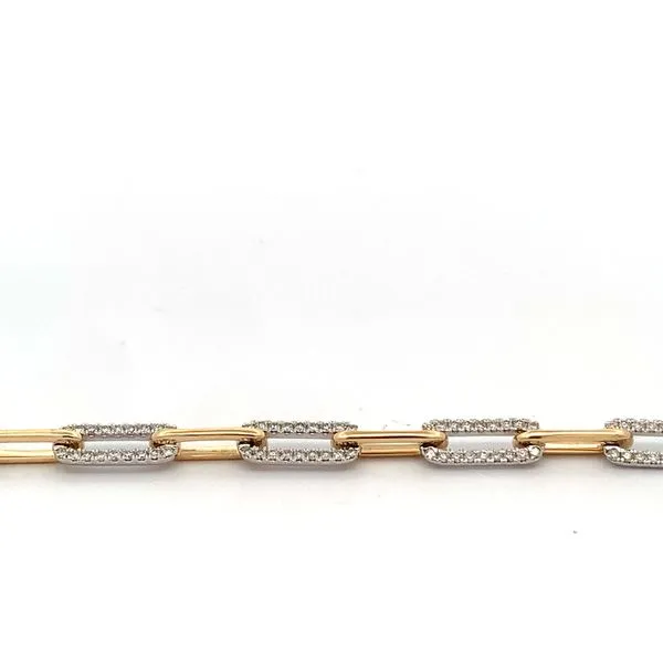 14 Karat White Gold/Yellow Gold Diamond Paperclip Bracelet Image 2 Saxons Fine Jewelers Bend, OR