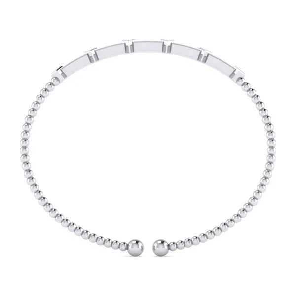 Gabriel & Co. 14 Karat White Gold Diamond Milgrain Diamond Shaped Accent Bangle Image 3 Saxons Fine Jewelers Bend, OR