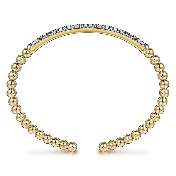 Gabriel & Co. 14 Karat Yellow Gold Diamond Pave Bar Bujukan Split Bangle Image 3 Saxons Fine Jewelers Bend, OR
