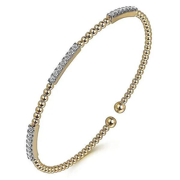 Gabriel & Co. 14 Karat Yellow Gold Diamond Bujukan Station Bangle Image 2 Saxons Fine Jewelers Bend, OR