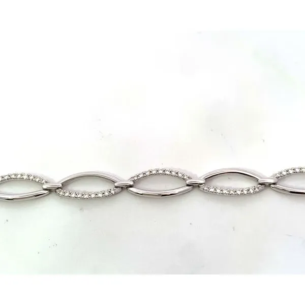 14K White Gold Diamond Shield Link Bracelet Image 2 Saxons Fine Jewelers Bend, OR