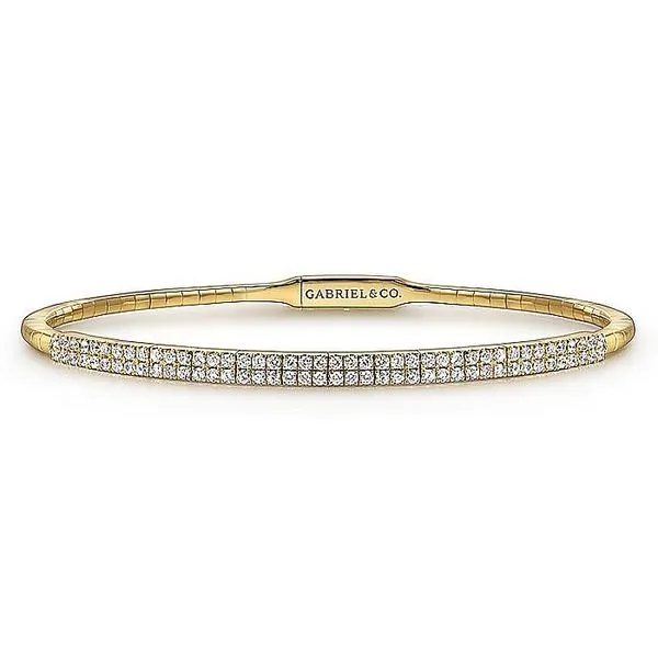Gabriel & Co. 14 Karat Yellow Gold Diamond Two Row Bangle Saxons Fine Jewelers Bend, OR