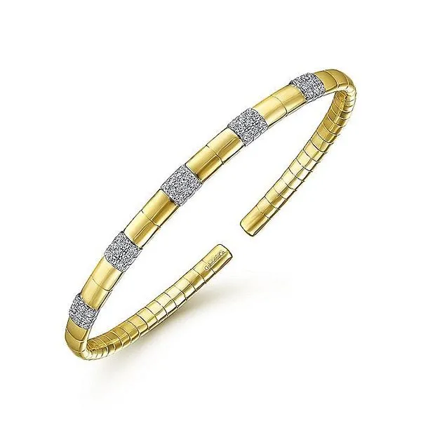 Gabriel & Co. 14 Karat Yellow Gold Diamond Pave Stations Bracelets Image 2 Saxons Fine Jewelers Bend, OR