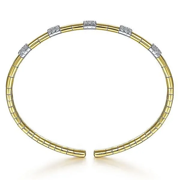 Gabriel & Co. 14 Karat Yellow Gold Diamond Pave Stations Bracelets Image 3 Saxons Fine Jewelers Bend, OR