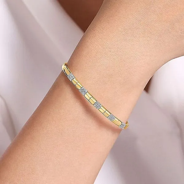 Gabriel & Co. 14 Karat Yellow Gold Diamond Pave Stations Bracelets Image 4 Saxons Fine Jewelers Bend, OR