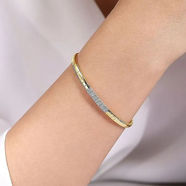Gabriel & Co. 14 Karat Yellow Gold Diamond Pave Bar Bracelet Image 4 Saxons Fine Jewelers Bend, OR
