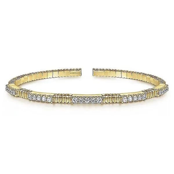 Gabriel & Co. 14 Karat Yellow Gold Diamond Station Cuff Saxons Fine Jewelers Bend, OR