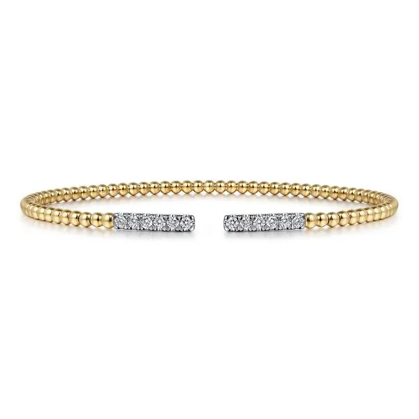 Gabriel & Co. 14 Karat Yellow Gold Bujukan Diamond Bar Bangle Saxons Fine Jewelers Bend, OR