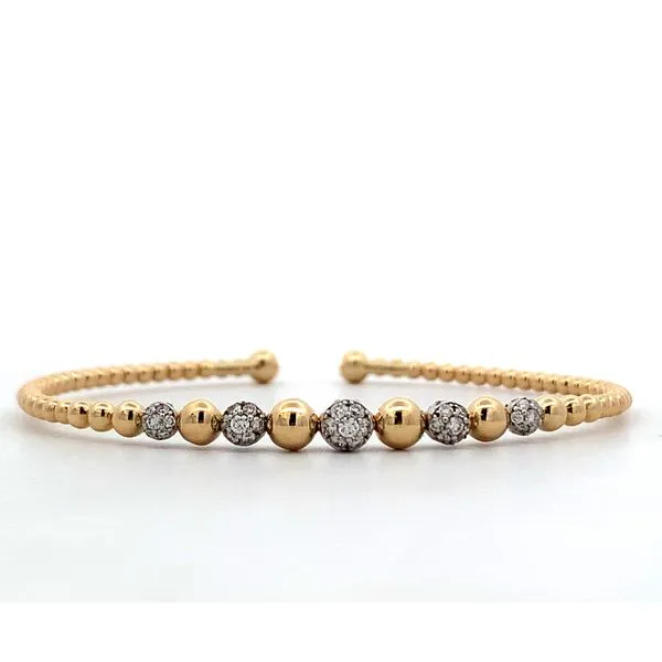 Gabriel & Co. 14 Karat Yellow Gold/White Gold Diamond Bujukan Stations Bangle Image 2 Saxons Fine Jewelers Bend, OR
