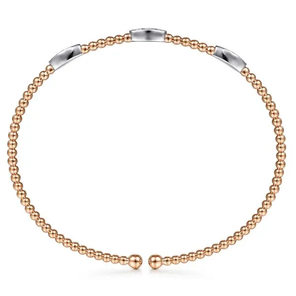 Gabriel & Co. 14 Karat Rose Gold/White Gold Diamond Marquise Stations Bangle Image 3 Saxons Fine Jewelers Bend, OR