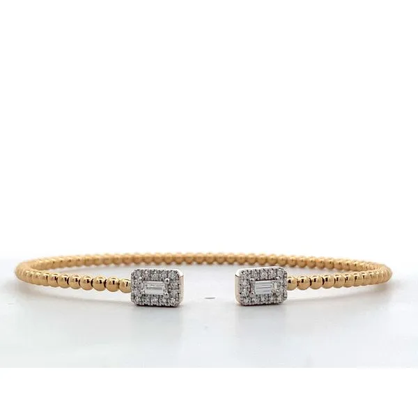 Gabriel & Co. 14 Karat Yellow Gold Diamond Bag Open Cuff Bujukan Bangle Saxons Fine Jewelers Bend, OR