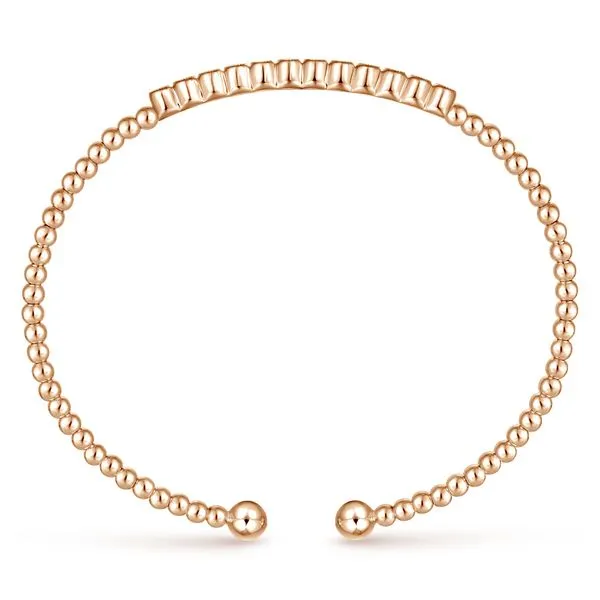Gabriel & Co. 14 Karat Rose Gold Diamond Bezel Milgrain Bangle Image 3 Saxons Fine Jewelers Bend, OR