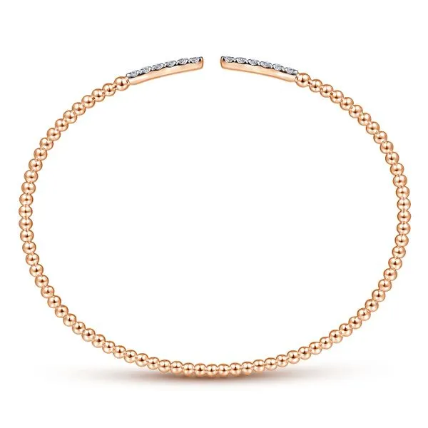 Gabriel & Co. 14 Karat Rose Gold Diamond Bars Bangle Image 3 Saxons Fine Jewelers Bend, OR