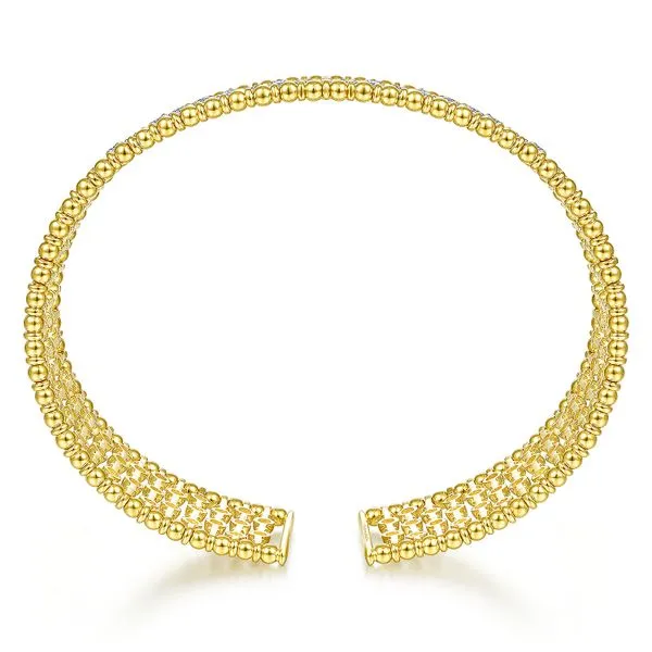 Gabriel & Co. 14 Karat Yellow Gold Diamond Wide Open Bangle Image 3 Saxons Fine Jewelers Bend, OR