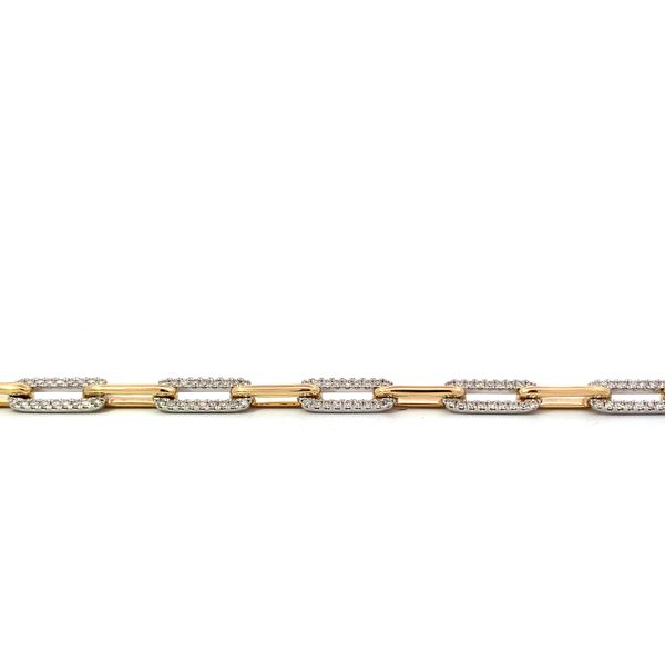 14 Karat Yellow Gold/White Gold Diamond Paperclip Chain Bracelet Image 2 Saxons Fine Jewelers Bend, OR