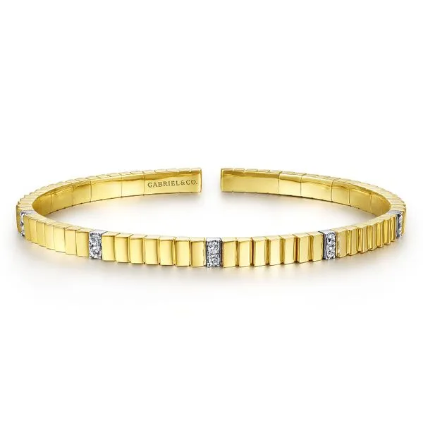 Gabriel & Co. 14 Karat White Gold/Yellow Gold Diamond Bangle Image 2 Saxons Fine Jewelers Bend, OR