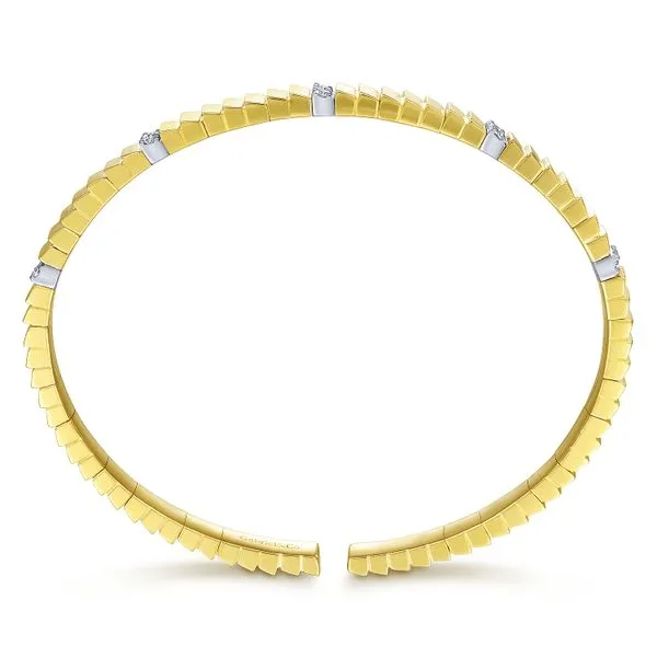 Gabriel & Co. 14 Karat White Gold/Yellow Gold Diamond Bangle Image 3 Saxons Fine Jewelers Bend, OR