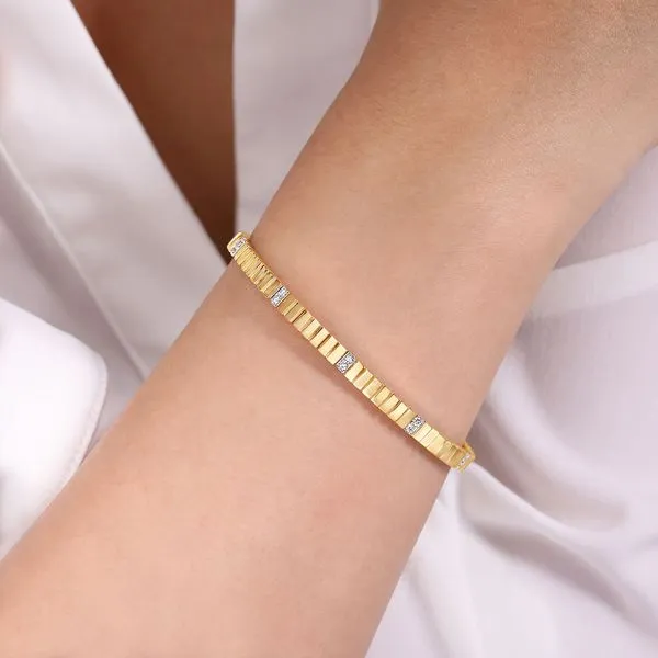 Gabriel & Co. 14 Karat White Gold/Yellow Gold Diamond Bangle Image 4 Saxons Fine Jewelers Bend, OR