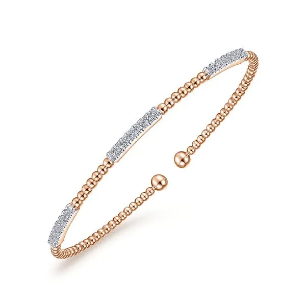 Gabriel & Co. 14 Karat Rose Gold Diamond Station Bangle