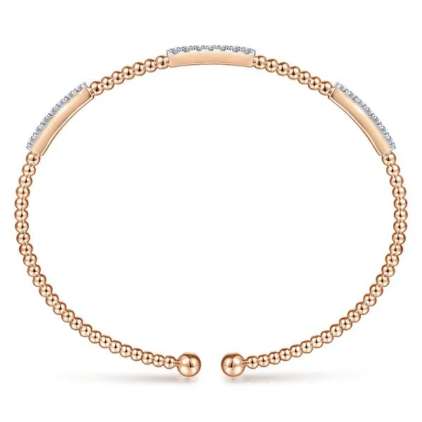 Gabriel & Co. 14 Karat Rose Gold Diamond Station Bangle