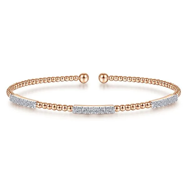 Gabriel & Co. 14 Karat Rose Gold Diamond Station Bangle similar item image