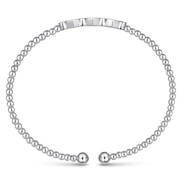 Gabriel & Co. 14 Karat White Gold Bujukan Bead Hexagon Cluster Diamond Bangle Image 3 Saxons Fine Jewelers Bend, OR