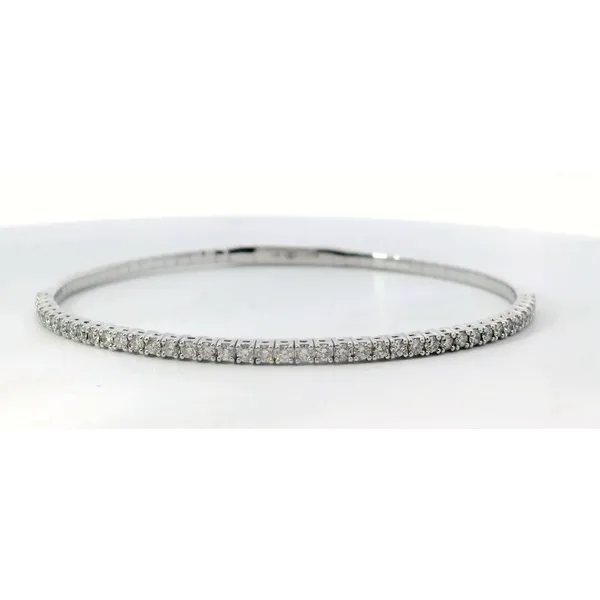 White Gold and Diamond Wire Bangle Bracelet Saxons Fine Jewelers Bend, OR