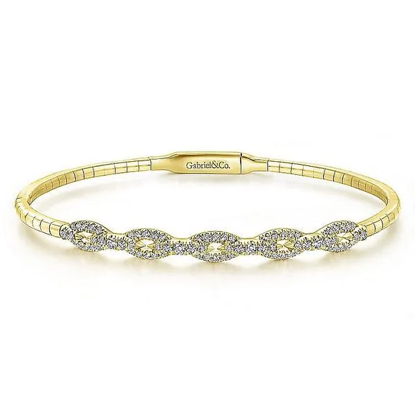 Gabriel & Co. 14 Karat Yellow Gold Diamond Oval Link Bangle Saxons Fine Jewelers Bend, OR