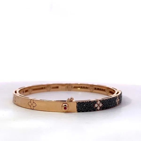 Roberto Coin. 18 Karat Rose Gold Black Diamond Love in Verona Bangle Image 2 Saxons Fine Jewelers Bend, OR