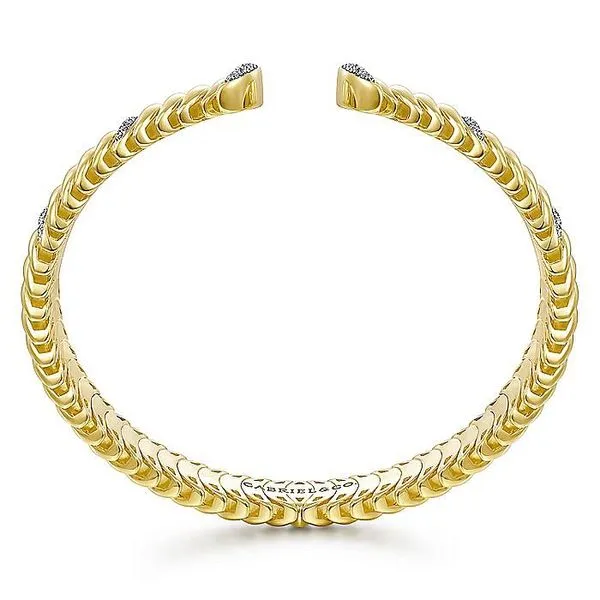 Gabriel & Co. 14 Karat Yellow Gold Diamond Pave Crescent Moon Open Cuff Bracelet Image 3 Saxons Fine Jewelers Bend, OR