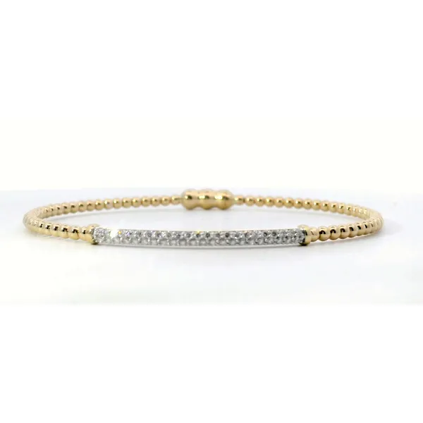 14K Yellow Gold Diamond Pave Bar Bangle Bracelet Saxons Fine Jewelers Bend, OR