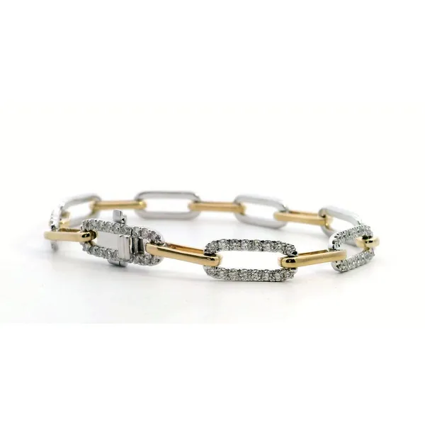 14K White Gold and Yellow Gold Diamond Paperclip Bracelet Image 2 Saxons Fine Jewelers Bend, OR