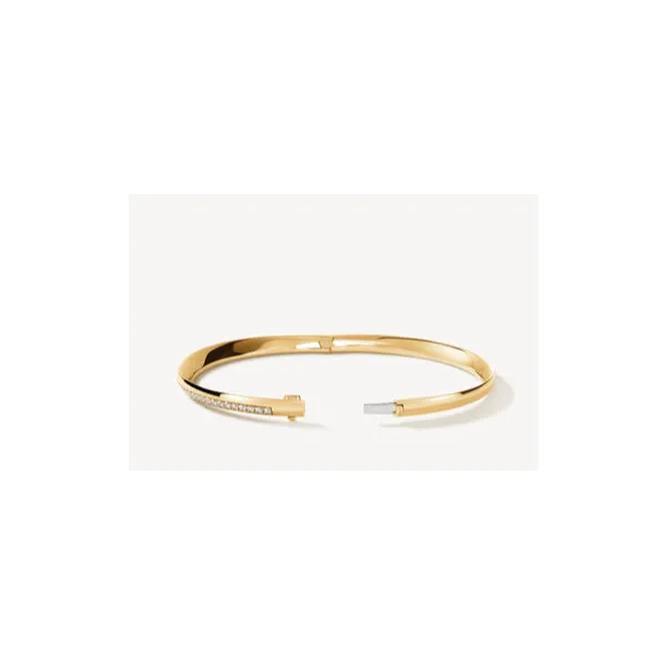 18K Yellow Gold Diamond Barre Pave Bangle Image 3 Saxons Fine Jewelers Bend, OR
