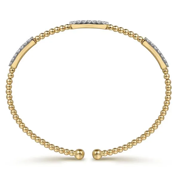Gabriel & Co. 14 Karat Yellow Gold Diamond Station Bujukan Bangle Image 3 Saxons Fine Jewelers Bend, OR