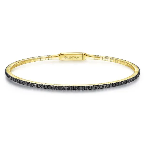 Gabriel & Co. 14 Karat Yellow Gold Black Diamond Bangle Saxons Fine Jewelers Bend, OR