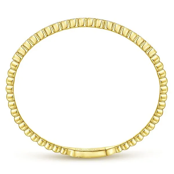Gabriel & Co. 14 Karat Yellow Gold Diamond Bezel Milgrain Demure Bangle Image 3 Saxons Fine Jewelers Bend, OR