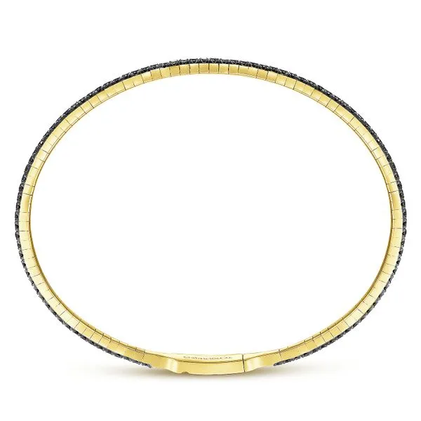 Gabriel & Co. 14 Karat Yellow Gold Black Diamond Bangle