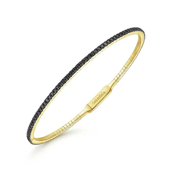 Gabriel & Co. 14 Karat Yellow Gold Black Diamond Bangle