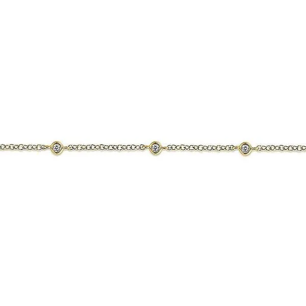 Gabriel & Co. 14 Karat Yellow Gold Diamond Stations Chain...
